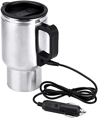 450ML 12V Car Heating Cup, Stainless Steel Electric Kettle Boiler, Portable Coffee Tea Warmer with Cigarette Lighter