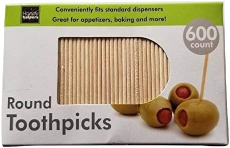 600-Count Round 2.5" Long Wooden Toothpicks, Great for Appetizers, Baking, and More! (1-pack)