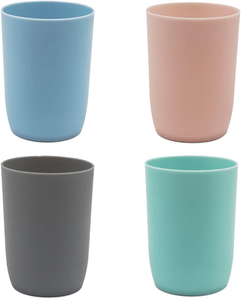 Topsky 4-Pack Bathroom Tumbler, Plastic Toothbrush Cup, Reusable Drinkware for Mouthwash