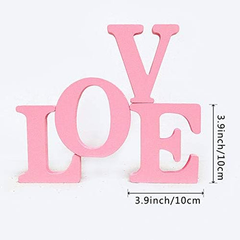 Wooden Love Sign Table Top Decorative Letter for Wedding Party Home Decor Pink