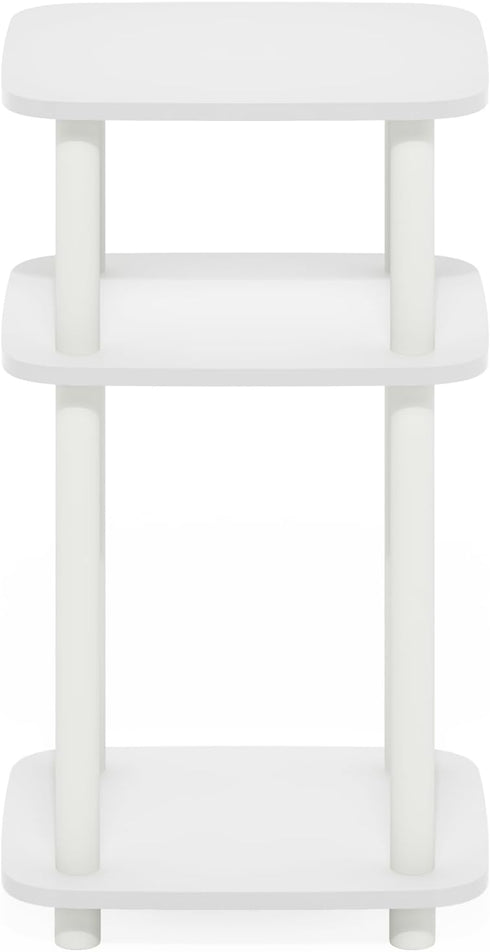 3-Tier Furinno JUST Side Table, Turn-N-Tube End Table with Open Shelf, Round Curve Corner Night Stand, Bedside Table