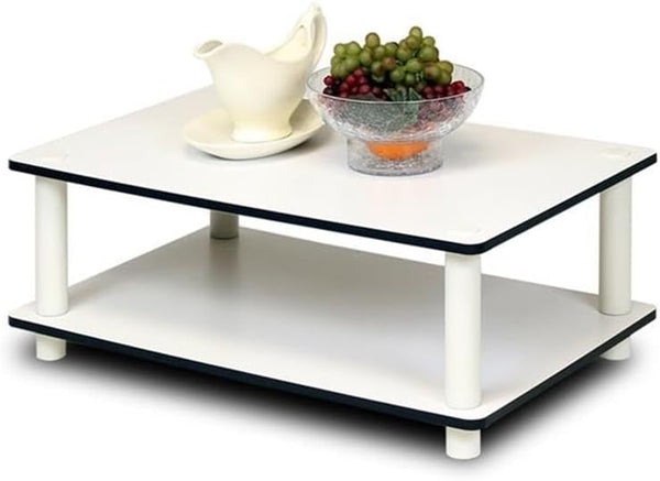 Furinno JUST Coffee Table, 2-Tier Modern Coffee Table with Open Shelf, Toolless