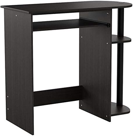 Furinno Simplistic Easy Assembly Computer Desk with Keyboard Tray, Dark Brown/Black