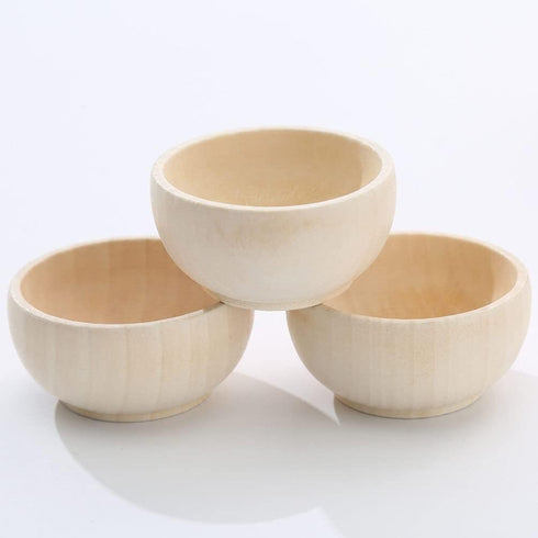 SEWACC 5pcs Unfinished Wooden Bowls, Unpainted Serving Bowls for Fruits, Salad, Cereal, Wood Crafts Bowls
