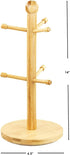 Home Basics Bamboo Mug Tree, Holds Up to 6 Coffee Cups, Free Standing Circular Base for Kitchen Countertop, Beige