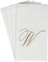 Pack 24 Caspari White Pearl Paper Linen Guest Towels, Monogram Initial W