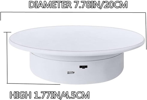 Display 360 Degree Electric Turntable for Small Product Display, 7.87in Diameter Photography Turntable