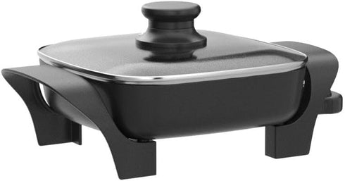 Elite Gourmet EG808 8” x 8" Non-stick Electric Skillet, Dishwasher Safe with Tempered Glass Vented Lid, Black
