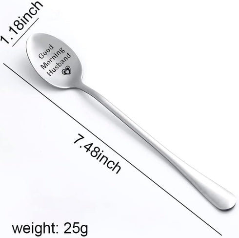 I Love You Gifts for Him Husband Good Morning Husband Spoon Happy Birthday Gift for Husband Hubby Valentines Anniversary Christmas Gifts for Dad Fathers Day Gift from Wife Ice Cream Serving Spoons