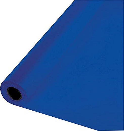 Creative Converting Cobalt Blue Plastic Banquet Table Cover Roll, 100' x 40", Quantity 1