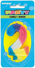 Unique Vibrant Number "2" Rainbow Birthday Candle, 2.75" for Second Birthday Celebrations