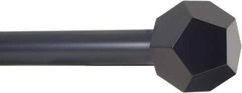 Ivilon Drapery Treatment Window Curtain Rod, Faceted Hexagonal 1 inch Pole, 16 to 28 Inch Black