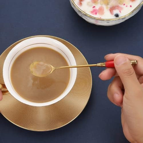 Iced Tea Spoons Set, Ice Cream Spoon with Creative Ceramic Handles, Premium Food Grade Stainless Steel (Pack of 4)