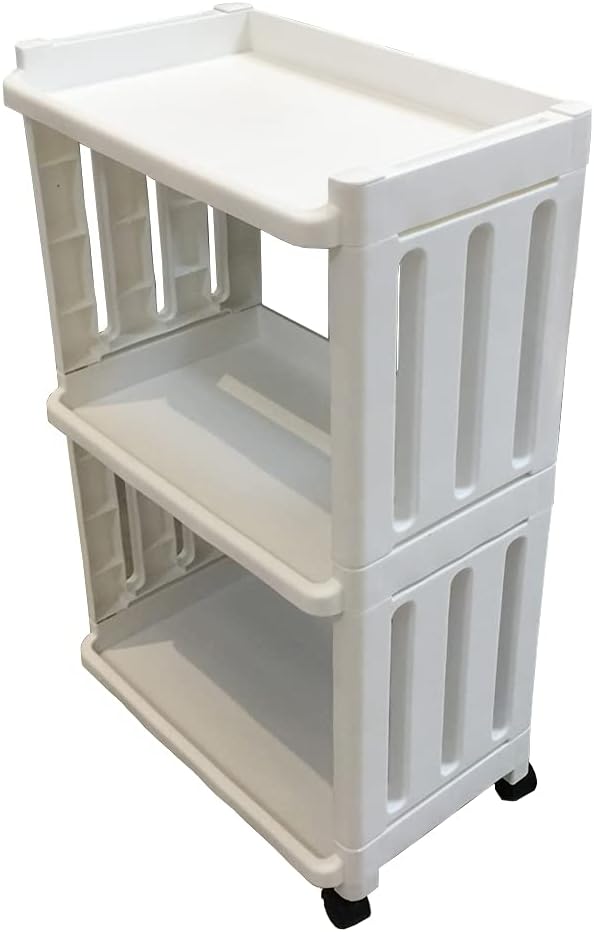TENBOAT Rolling Storage Utility Cart Slim Organizer Shelf with Wheels 3 Tier Narrow