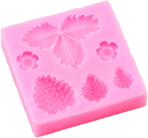 1 3D Pc Strawberry and Flowers Silicone Mold for DIY Chocolate Gum Paste Handmade Ice Cream Crystal Cupcake Cake Topper
