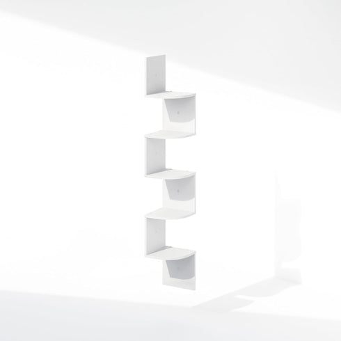 5-Tier Furinno Rossi Floating Corner Shelf for Wall, Corner Zigzag Shelf Wall Mounted, Radial Wall Mount Shelves