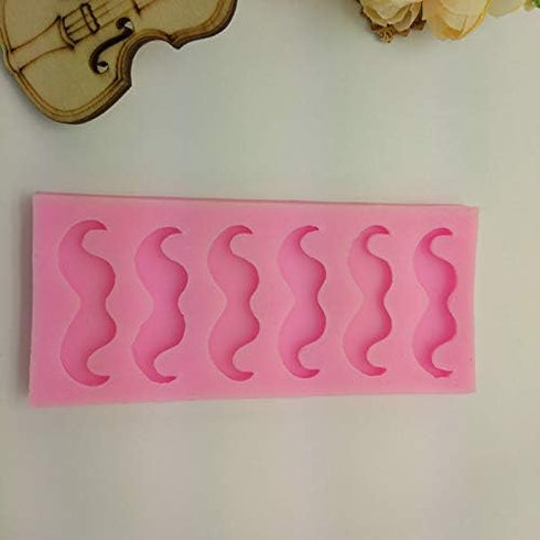 Cute 6 Cavities Funny DIY 3D Mustache Beard Silicone Mold for Fondant, Chocolate, Candy, Cake Decor