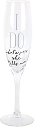 Enesco Our Name is Mud I Do Glittered Wine Glasses - Wedding Champagne Flute, 2 Piece Set, Clear