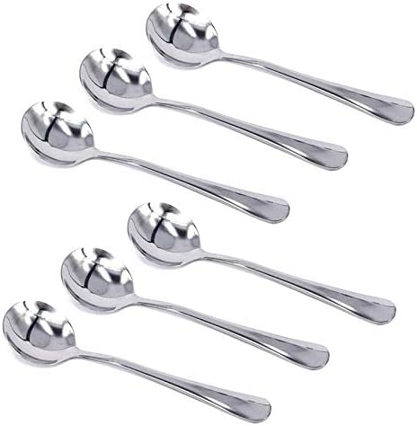 HornTide 6-Piece Soup Spoon Set, Stainless Steel Bouillon Flatware, 6.5-Inch