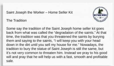 Westman Works Realtor Kit, Saint Joseph The Home Seller Bulk Real Estate Selling Set, 15 Statues and Cards