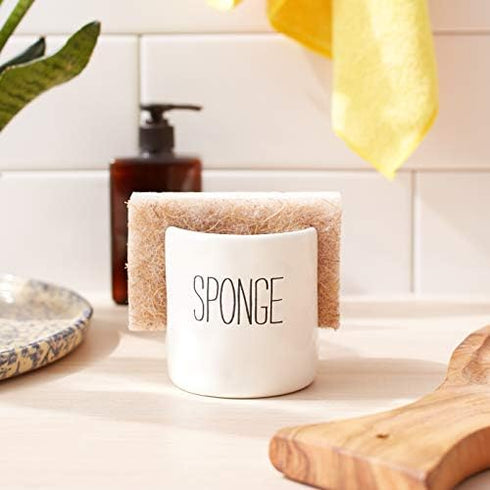 Off White Ceramic Sponge Holder Caddy - Stylish Kitchen Storage