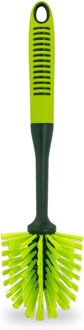 Pine-Sol Long Handle Dish Brush - Soft Bristle Kitchen Scrubber Safe for Non-Stick Cookware, Oblong