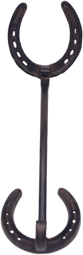 Treasure Gurus Cast Iron Horseshoe Cowboy Hat Rack, Rustic Western Wall Hook Coat Hanger