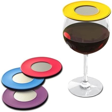 Drink Tops Ventilated Silicone Wine Glass Covers - Weighted Outdoor Glass Protectors, BPA Free - 4 Pack