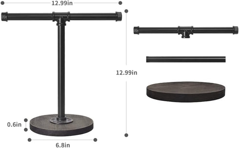 Hand Towel Stand with Wood Base,Industrial Pipe Towel Holder Heavy Duty Countertop Free Standing Towel Rack for Farmhouse Bathroom Kitchen