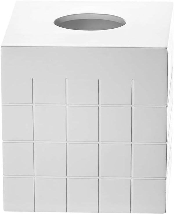 Creative Scents Polar White Tissue Box Cover - Decorative Holder for Bathroom with Wide Opening
