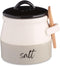 Keika Collective Salt Cellar with Lid and Spoon 10 oz - Handmade Ceramic Salt