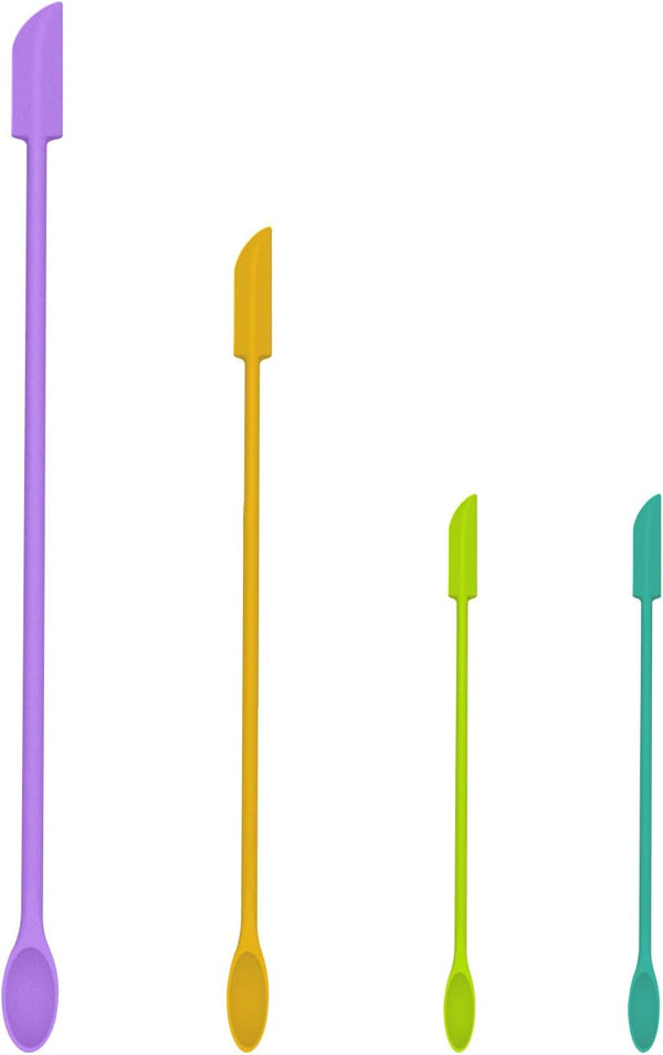 Mini Spatula Silicone Spatula Set, 4pcs Small Makeup Scrapers for Cosmetics, Reusable Beauty Tiny Tools, Thin Jar