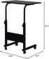 HomVent (Black-23.6" Wx15.7 Adjustable TV Tray Table Rolling Sofa Side Snack Table with Wheels Portable C-Shape Dinner