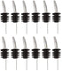 Bartender Gear Free Flow Pour Spouts, Stainless Steel Liquor Wine Bottle Pourer with Dust Caps, 12 Pack