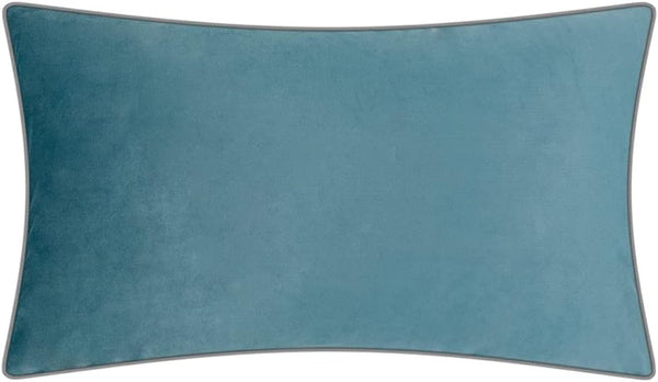 Solid Velvet Decorative Throw Pillowcase, Luxury Soft Cushion Cover, 14 x 24 Inches, Blue