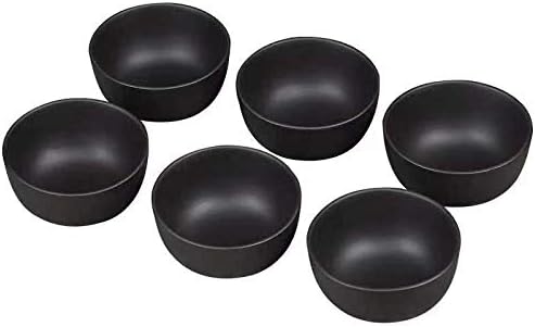 Chinese Tea Tasting Cup Set of 6, Mini Purple Sand Kung Fu Tea Cups, Black Ceramic Tea Bowl