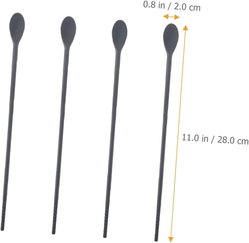 2 Pairs Silicone Integrated Chopsticks and Spoon Set - Coffee Mixing Spoons, Ice Cream Stirring Sticks