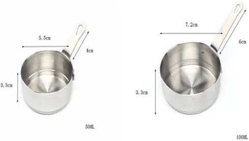 2PCS Stainless Steel Mini Sauce Pan, Dipping Sauce Bowl with Handle, Cooking Sauce Cup for Restaurant Table