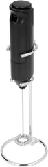 Mini Handheld Drink Mixer - Portable Stainless Steel Electric Milk Frother with Metal Base (Black and Bracket)