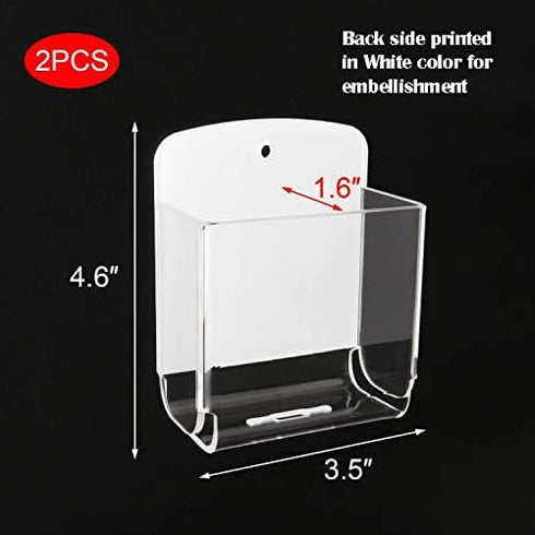 Cosmos Pack of 2 Acrylic Remote Control Holder, Adhesive Wall Mount Phone Organizer for Home Office Storage
