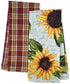 DII Design Imports Set of 2 Rustic Sunflower Kitchen Dish Towels - Rustic Sunflower Print and Plaid