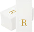 15.8 7.9 Inch 50 Luxenap X Linen-Feel Guest Towels, Lettered Hand Towels - Gold Letter 'R', Sans Serif Font, White