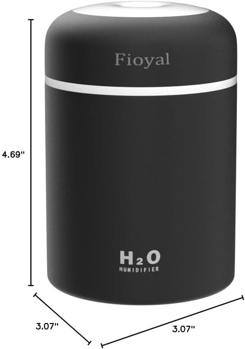 Fioyal Portable Mini Humidifier, RGB Light Small Humidifiers for Bedroom, Car, Desktop, 2 Cool Mist Modes
