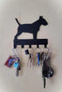 Bull Terrier Key Holder for Wall, Small 6 inch Wide with 5 Hooks, Made in USA