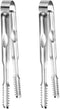 2 Pcs Ice Tongs for Ice Bucket - Premium Stainless Steel with Teeth for Serving Ice, Sugar Cubes, Tea Party (Silver,
