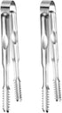 2 Pcs Ice Tongs for Ice Bucket - Premium Stainless Steel with Teeth for Serving Ice, Sugar Cubes, Tea Party (Silver,