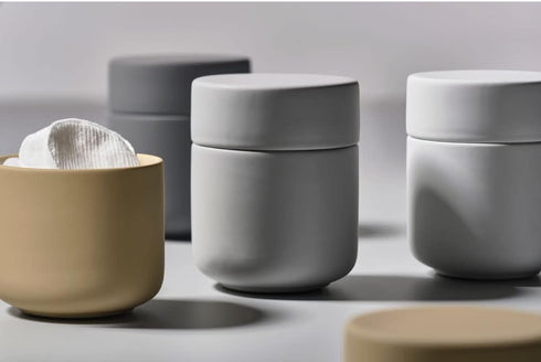 Zone Denmark Ume Taupe Cosmetic Jar, Elegant Storage Solution for Beauty Essentials, Soft Grey
