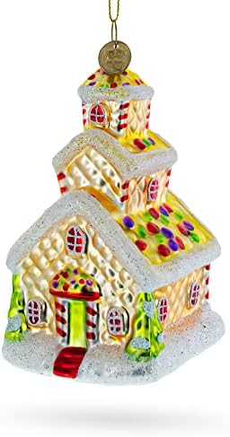 Gingerbread House with Candy Canes, Blown Glass Christmas Ornament