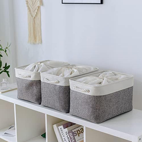 TheWarmHome Storage Baskets for Organizing, 3 Pack Jumbo Foldable Storage Bins for Shelves, Fabric Box for Closet -