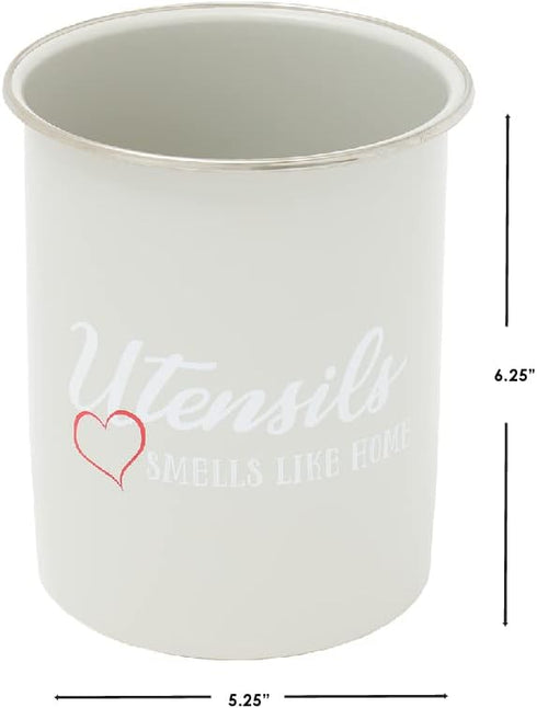 Home Basics Large Metal Kitchen Utensil Holder for Countertop, 6.25" Farmhouse Cooking Utensil Crock Tool Organizer